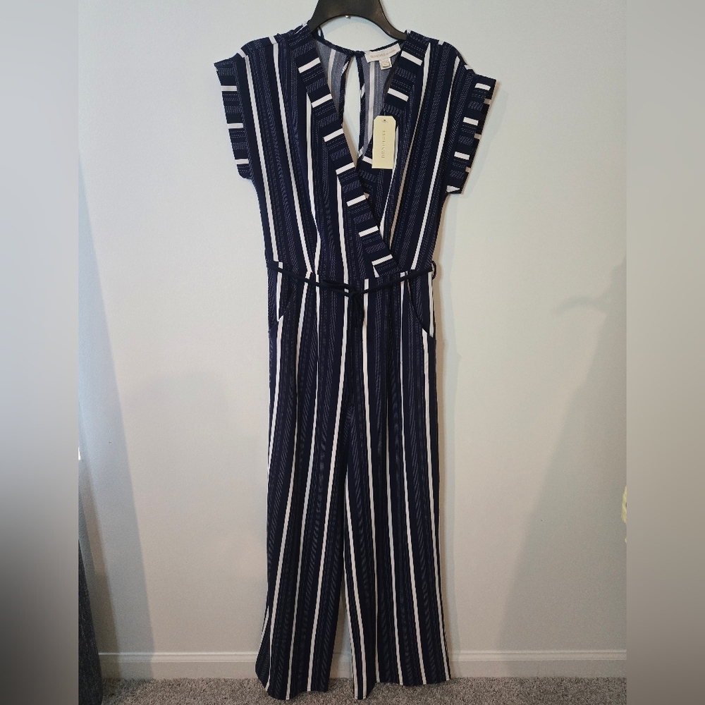 Monteau Los Angeles Navy Striped Jumpsuit Nwt Size Medium